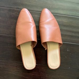 Brown mule slip on